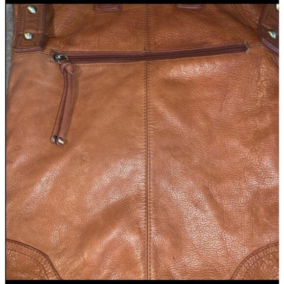 Sabina New York Genuine Leather Tan Crossbody Bag - Picture 11 of 14